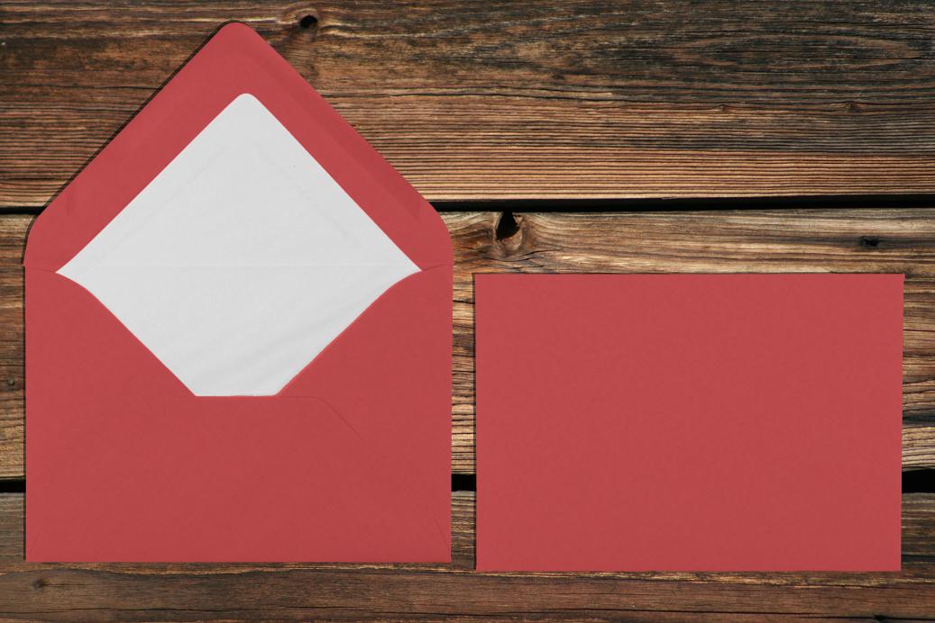 Briefhüllen mit Seidenfutter B6 125x176 mm Nassklebend Rot gerippt 100 g/qm